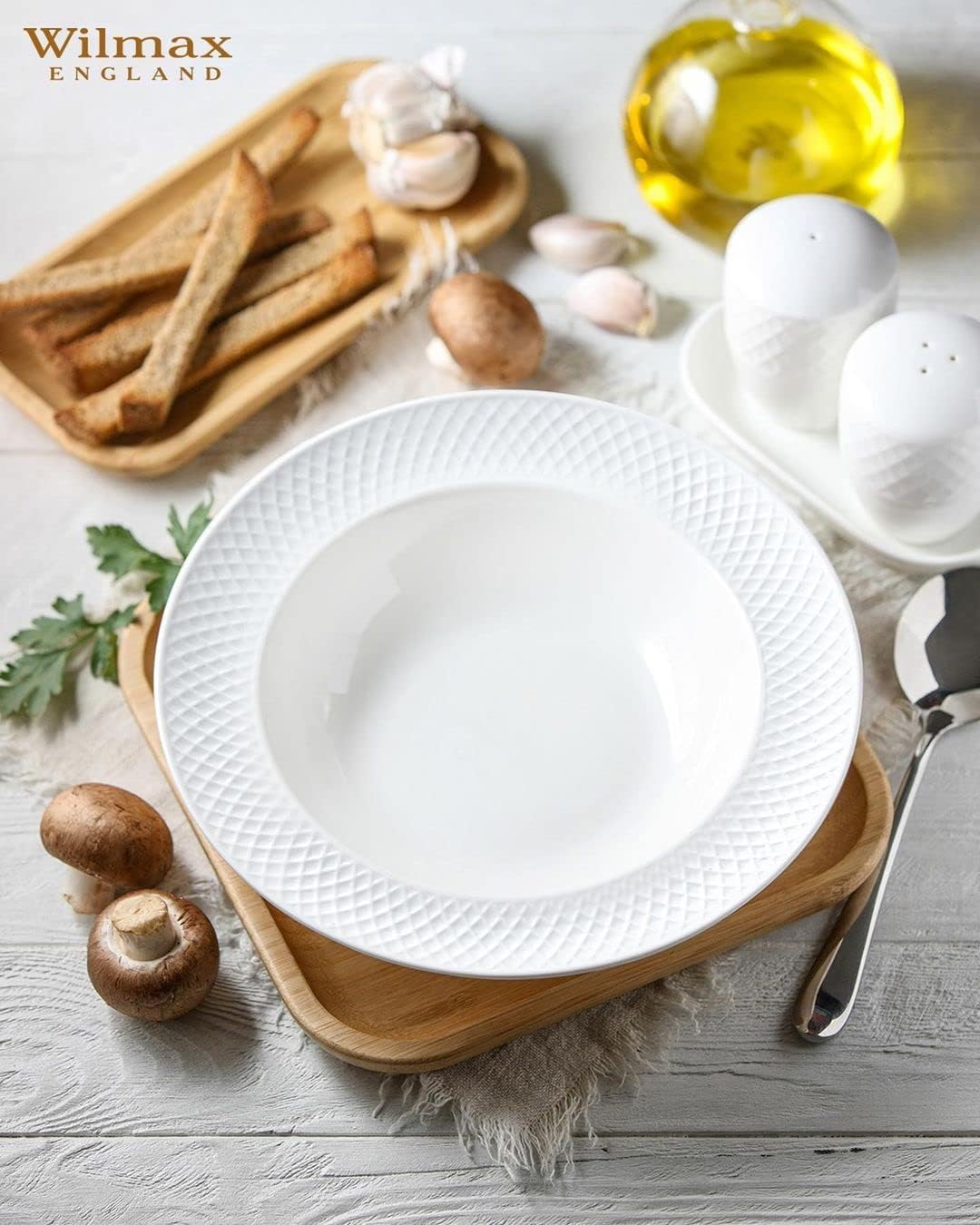 Wilmax Tiefer Teller 22,5 cm 2er-Set Weiß aus Porzellan