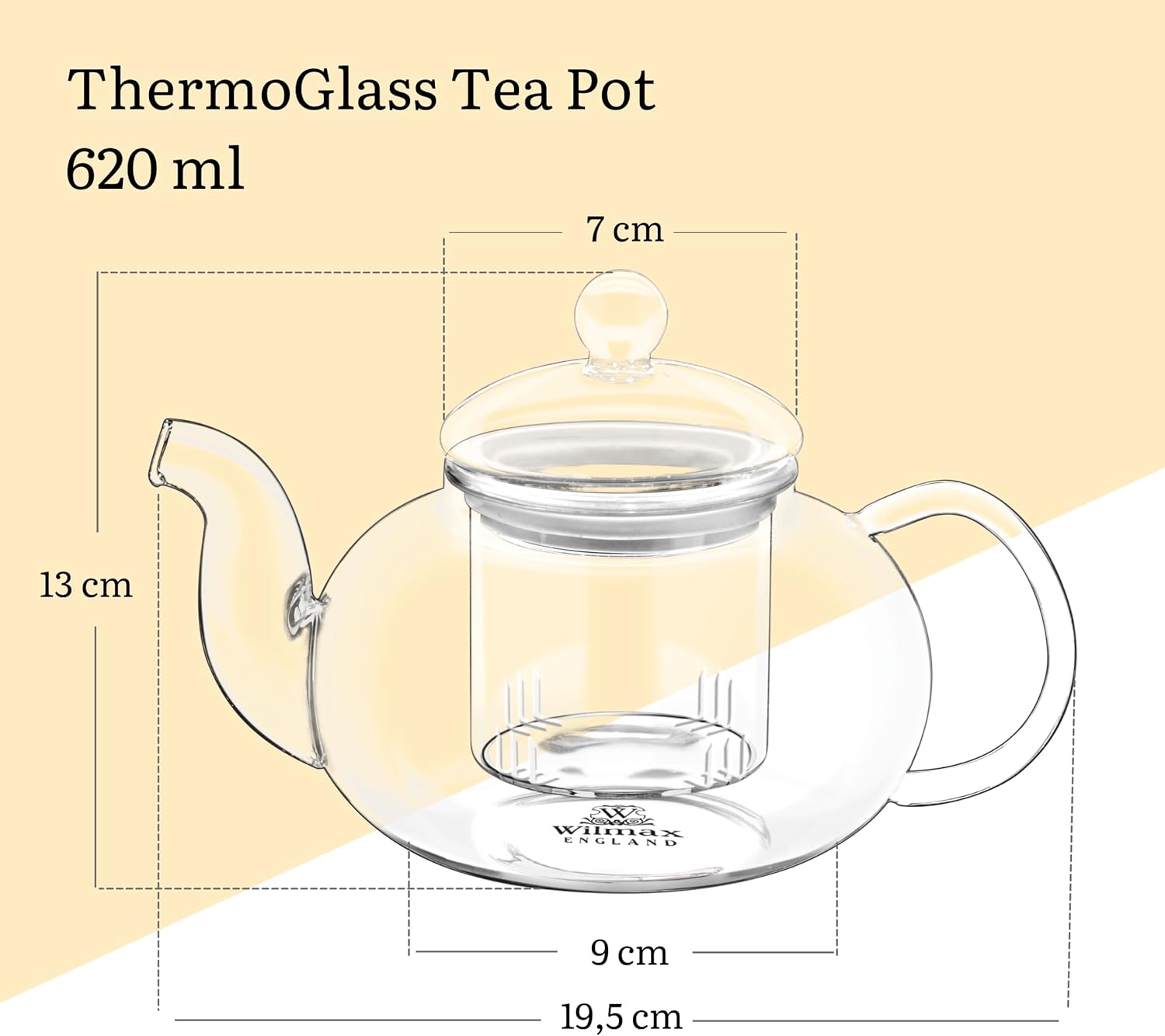 Wilmax Teekanne 620 ml Glas mit Glasdeckel Transparent WL-888812/A