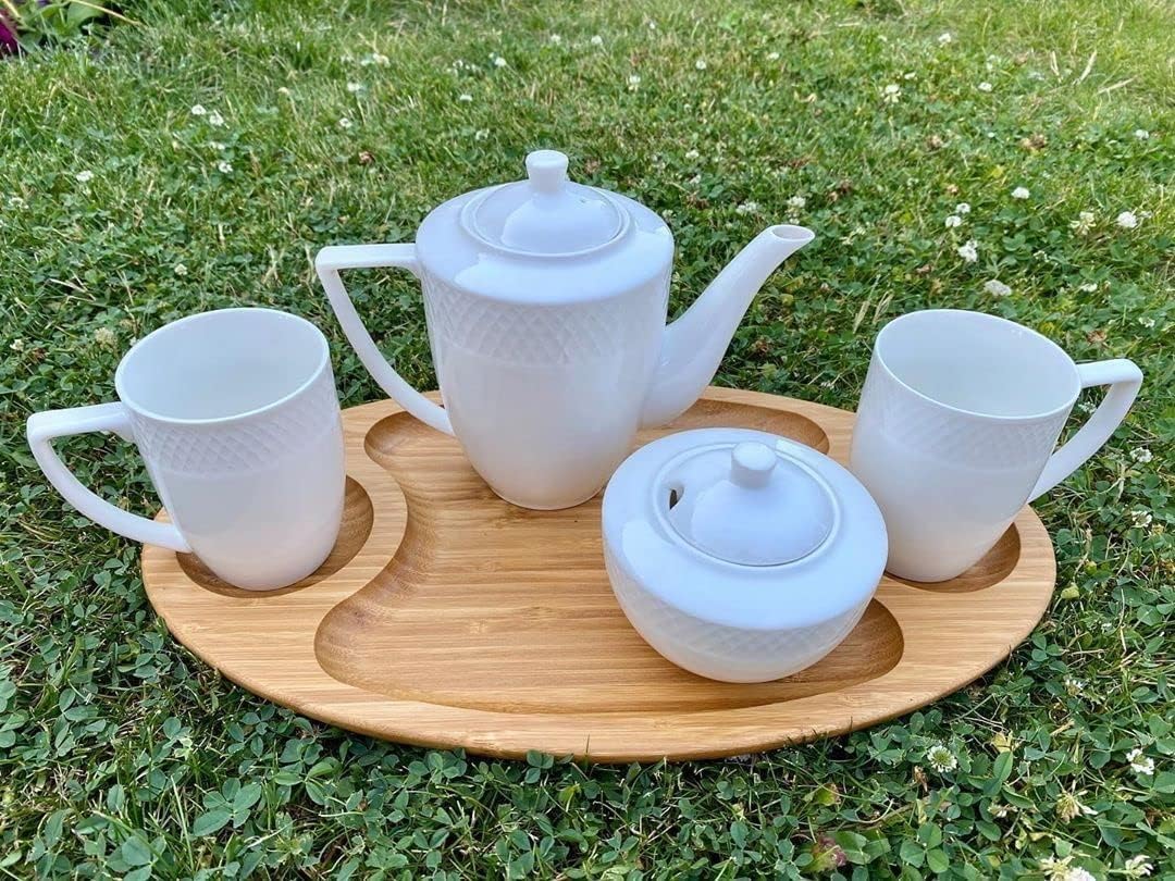 Wilmax Servierplatte mit 3 Fächern 45,5 × 25 cm Natur aus Bambus