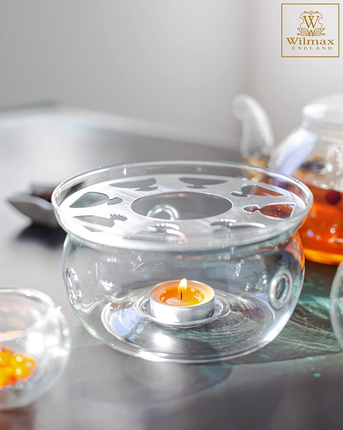 Wilmax Stövchen für Teekannen Transparent aus Glas