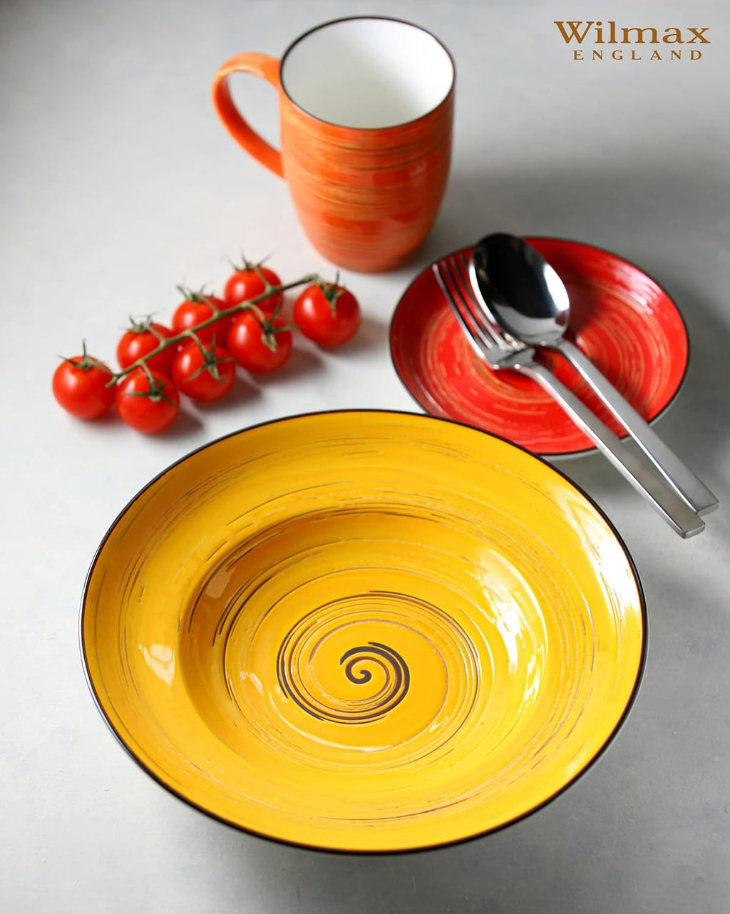 Wilmax Becher 460 ml Orange Porzellan 6er Set WL-669337/A6
