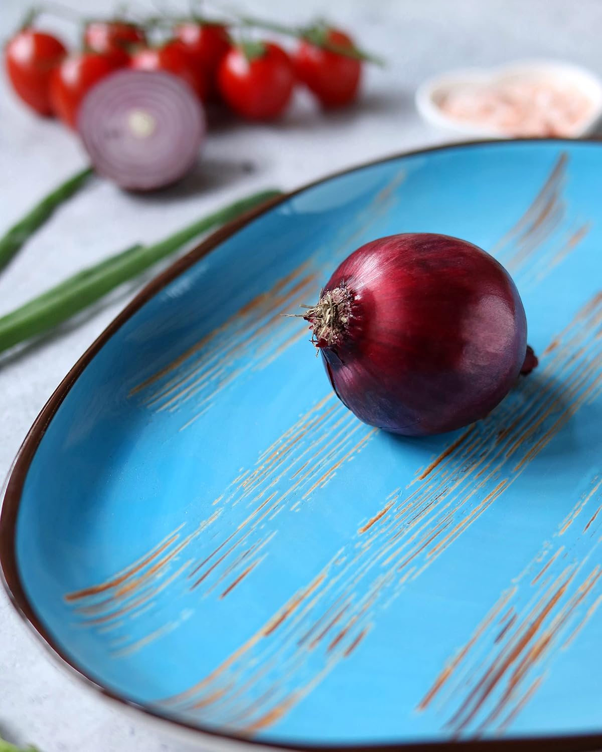 Wilmax Servierplatte 33 × 24,5 cm Blau aus Porzellan