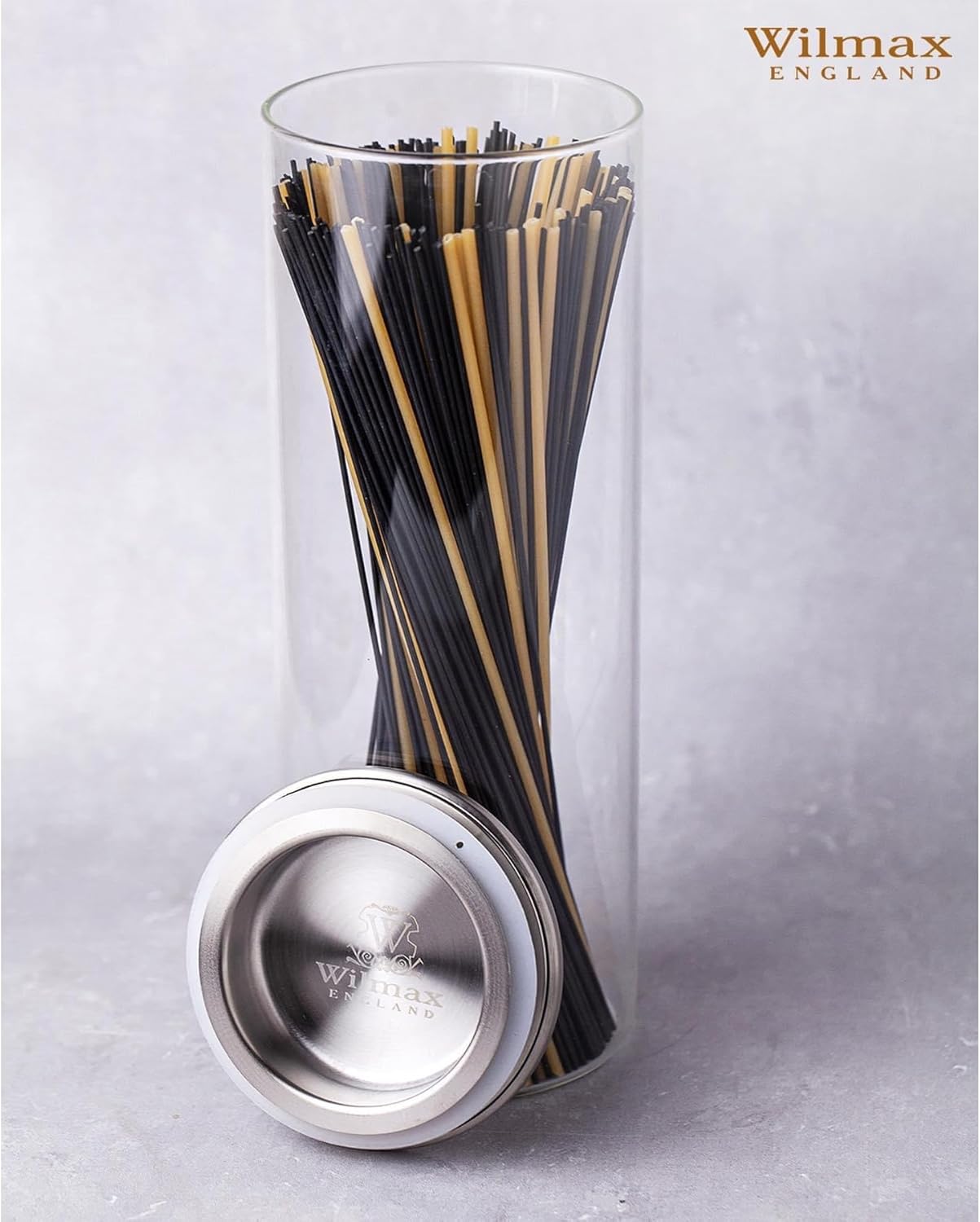 Wilmax Vorratsglas 1500 ml mit Edelstahl Deckel Transparent WL-888517/A