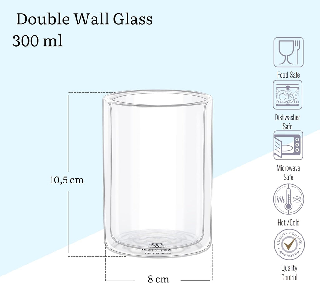 Wilmax Doppelwandiges Glas 300 ml 6er Set WL-888784/A6