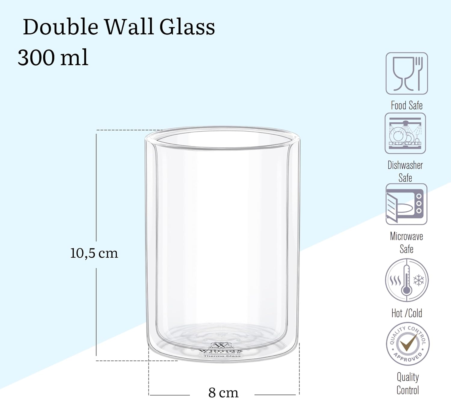 Wilmax Doppelwandiges Glas 300 ml Transparent