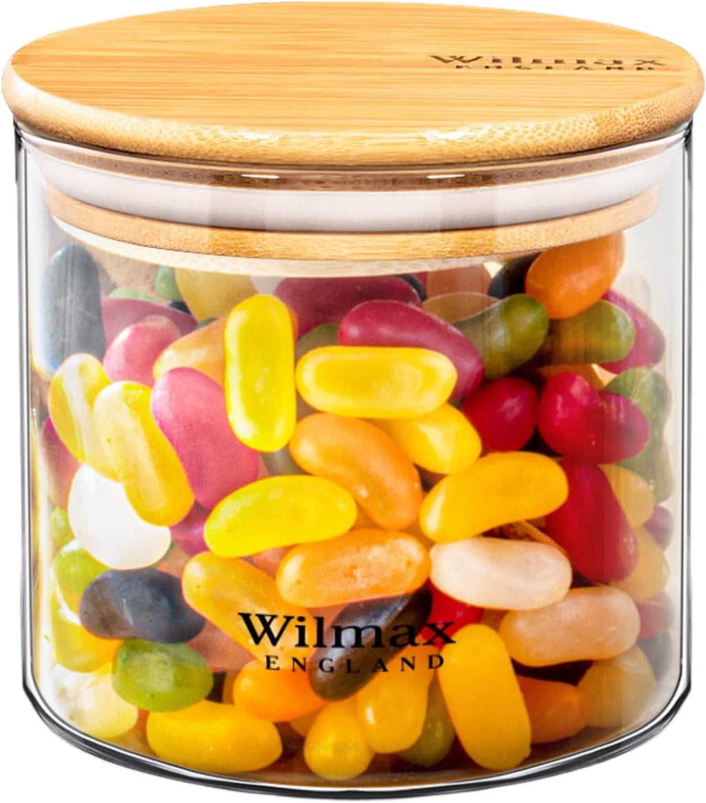 Wilmax Vorratsglas 600 ml mit Bambusdeckel 3er Set WL-888502/A3