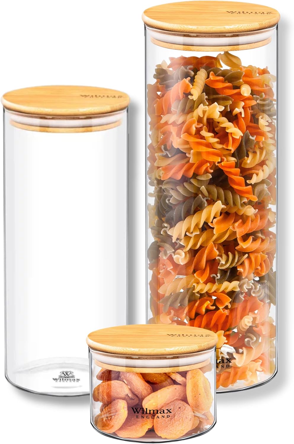 Wilmax Vorratsglas mit Bambusdeckel 3er-Set