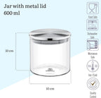 Wilmax Vorratsglas 600 ml mit Edelstahldeckel 3er Set WL-888512/A3
