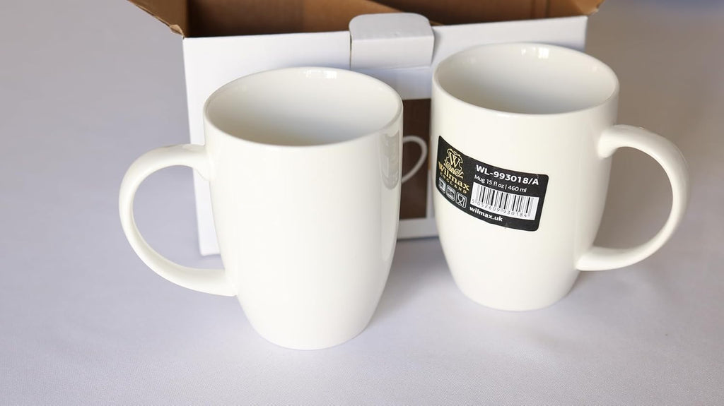 Wilmax Servierset 4-teilig mit Bambustellern 17,5 cm und Porzellanbechern 460 ml