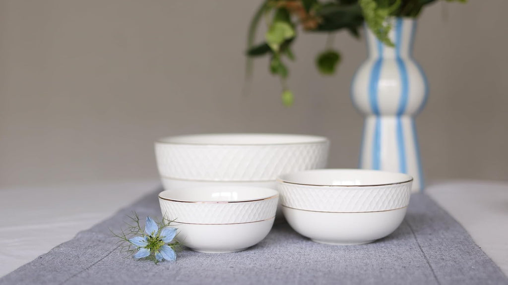 Wilmax Schale 12 cm 2er-Set Weiß mit Goldrand aus Porzellan