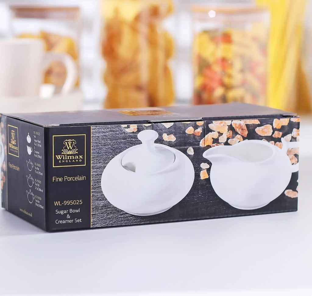 Wilmax Zuckerdose und Milchkännchen Set Weiß Porzellan WL-995025/2C