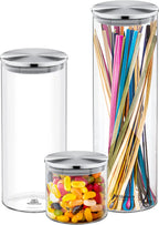 Wilmax Vorratsglas Set mit Edelstahldeckel 3er Set WL-888512/A-516/A-520/A