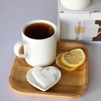 Wilmax Servierset 4-teilig mit Bambustellern 17,5 cm und Porzellanbechern 350 ml