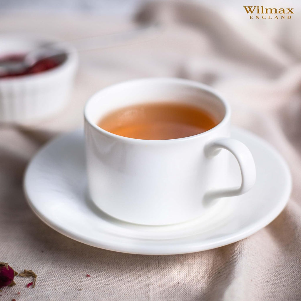 Wilmax Teetassen mit Untertassen 2er Set 160 ml Weiß WL-993006/2C
