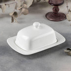 Wilmax Servierset 2-teilig mit Butterdose 19 cm mit Edelstahlmesser Weiß aus Porzellan