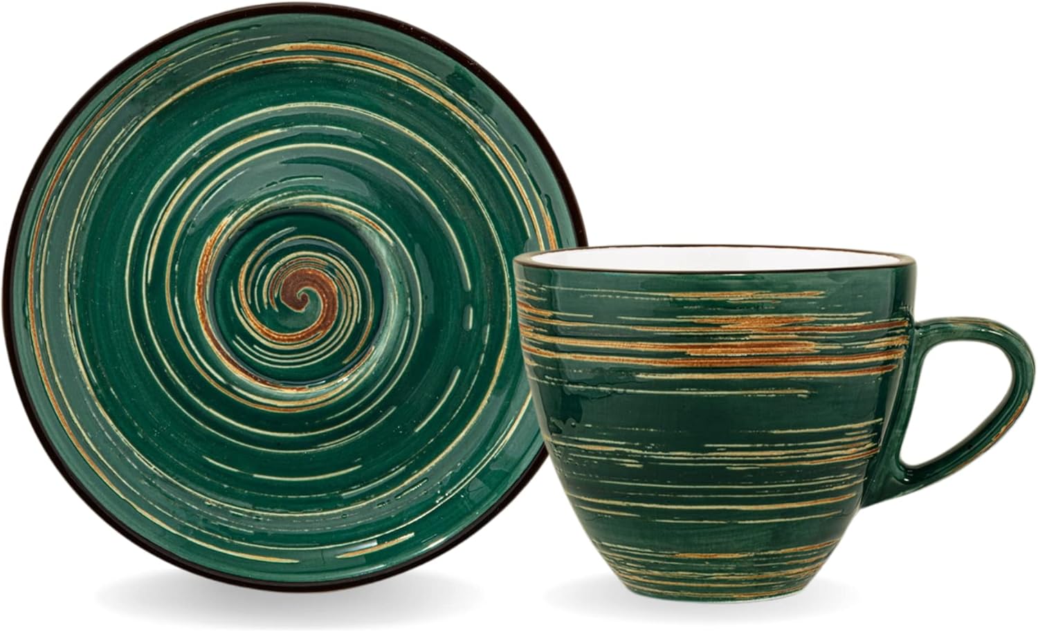 Wilmax Spiral Tassen- und Untertassen-Set 6-teilig Grün WL-669535/AB6