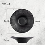 Wilmax Wavy Servierplatte 30 cm 700 ml Schwarz Porzellan WL-663106/A