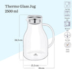 Wilmax Getränkeset 7-teilig mit Krug 2500 ml mit Edelstahldeckel und Filter und 6 gehämmerte Trinkgläser 450 ml
