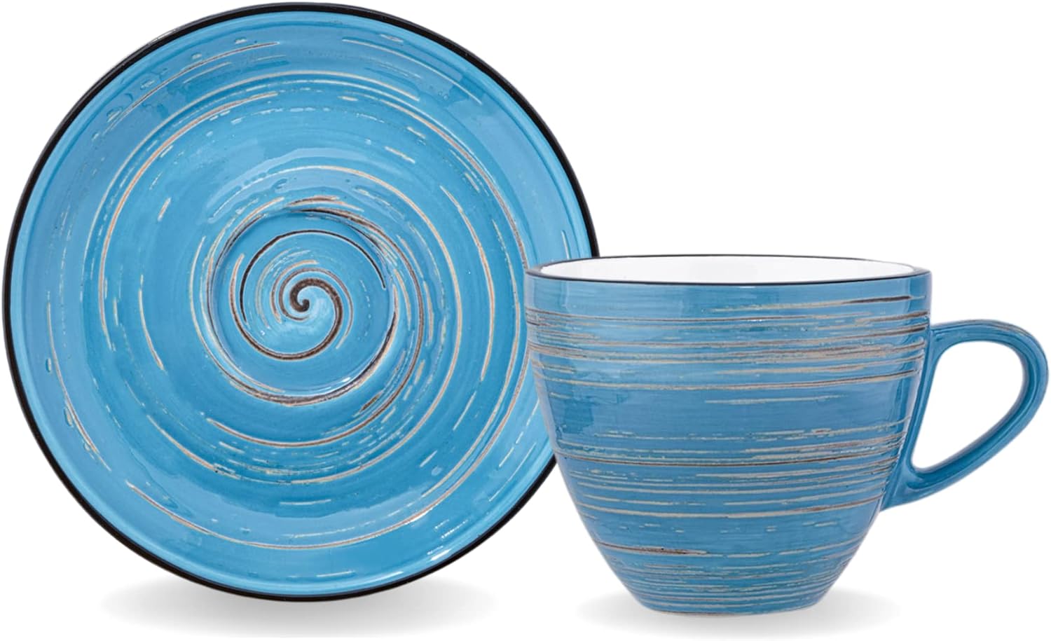 Wilmax Espressotasse mit Untertasse 75 ml 6er-Set Blau aus Porzellan