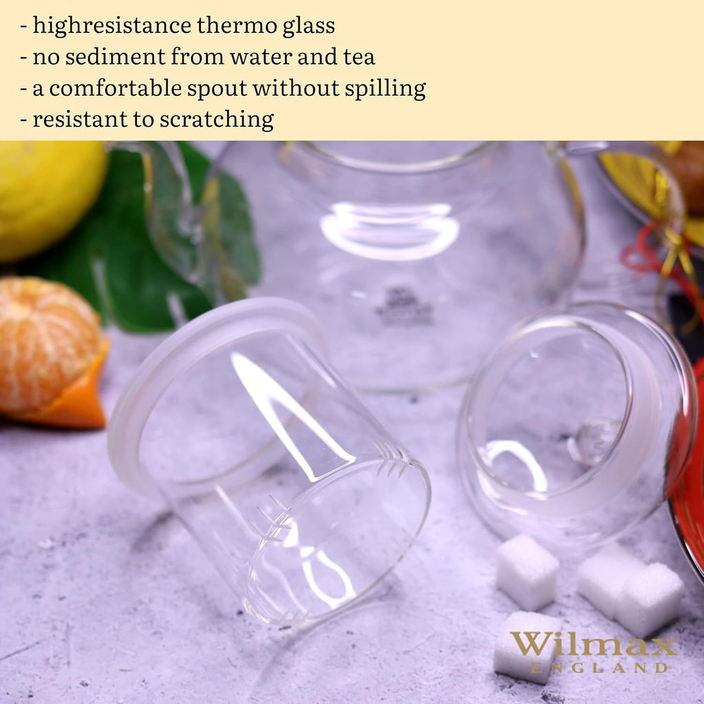 Wilmax Teekanne 900 ml Glas mit Glasdeckel Transparent WL-888814/A