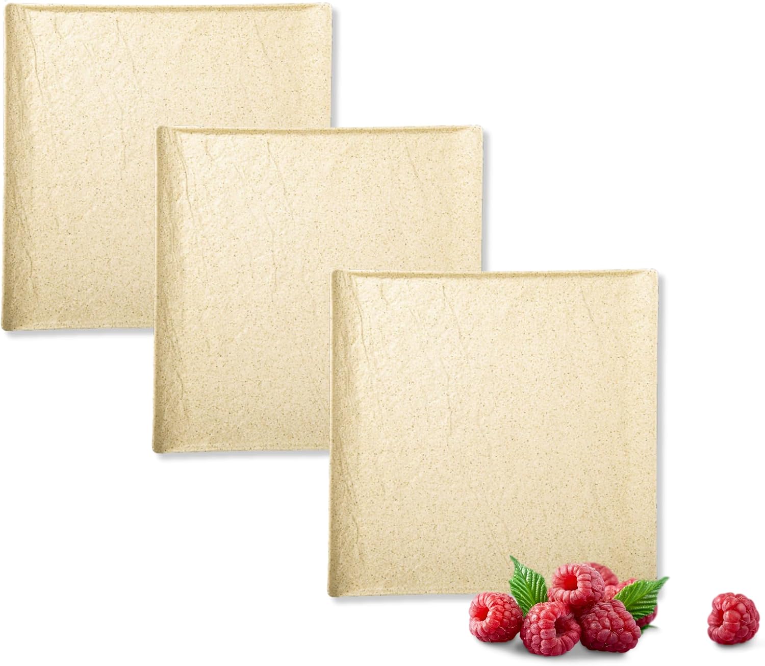 Wilmax Quadratischer Teller 17 × 17 cm Sand 3er-Set aus Porzellan