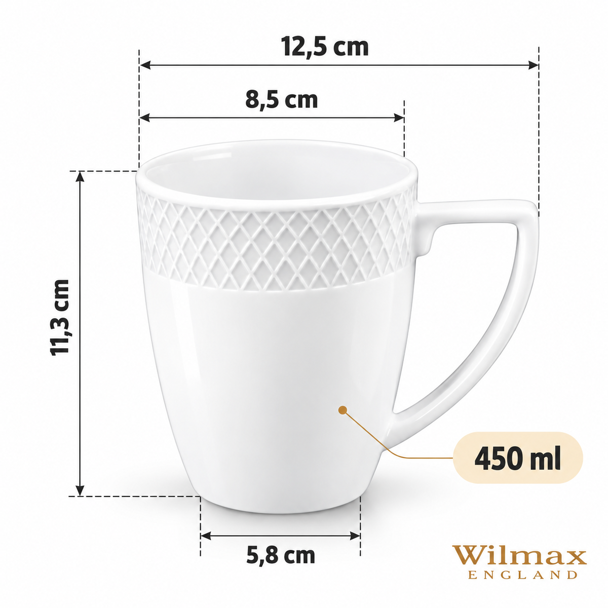Wilmax Becher 450 ml 2er-Set Weiß aus Porzellan