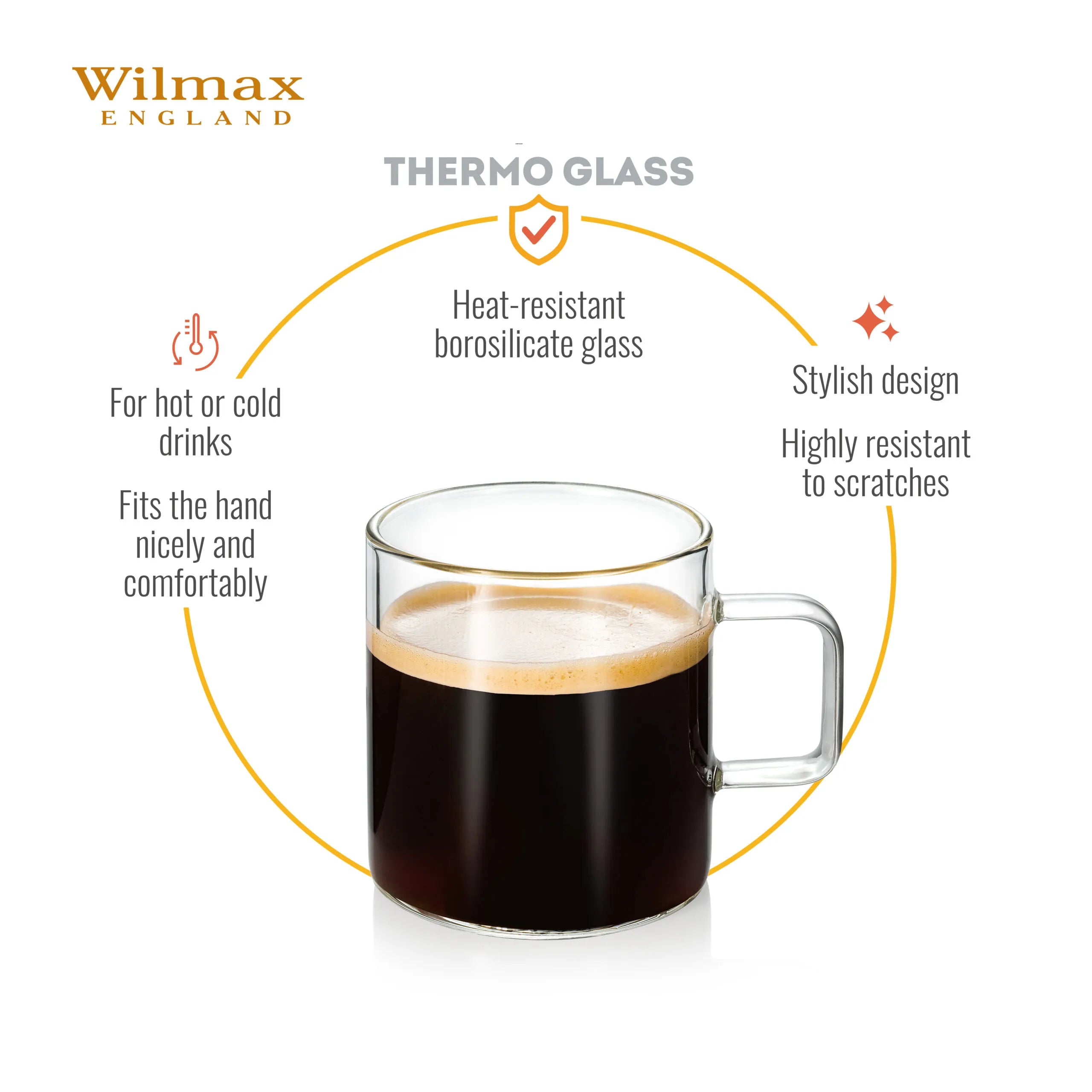 Wilmax Glastasse 100 ml Transparent aus Borosilikatglas