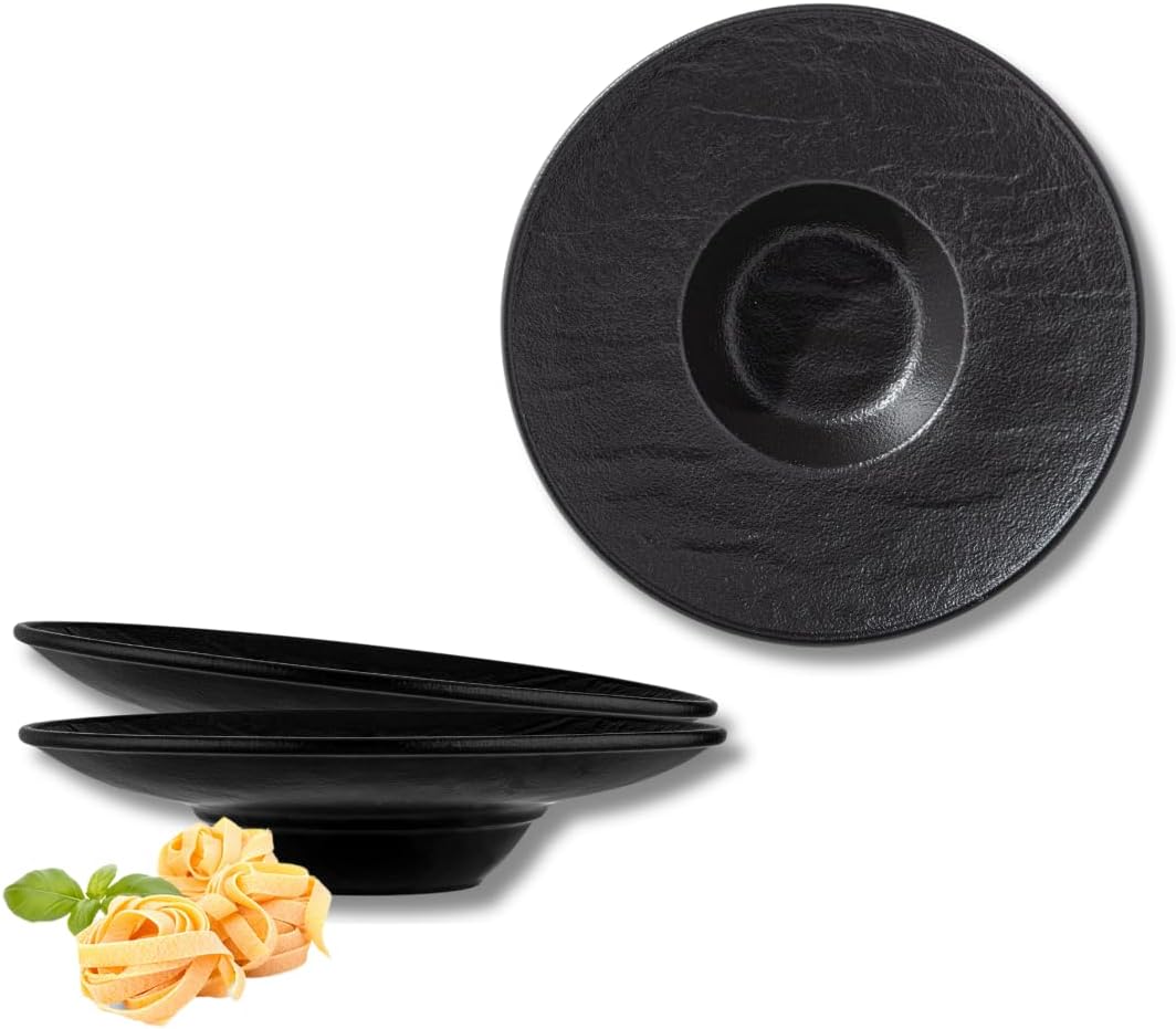 Wilmax Tiefer Teller 27 cm 250 ml 2er-Set Schwarz aus Porzellan