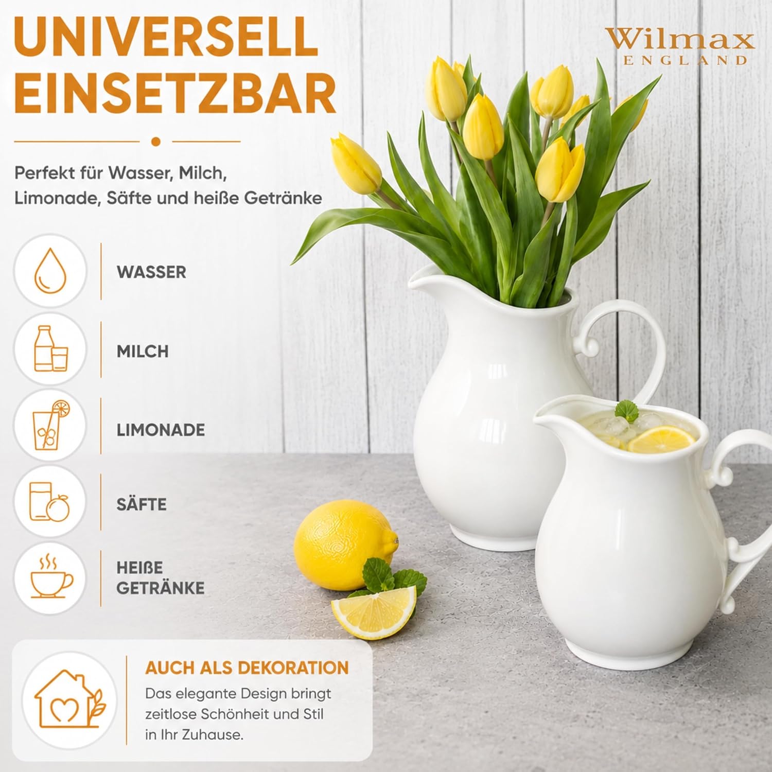 Wilmax Krug 1600 ml Weiß Porzellan WL-995037/1C