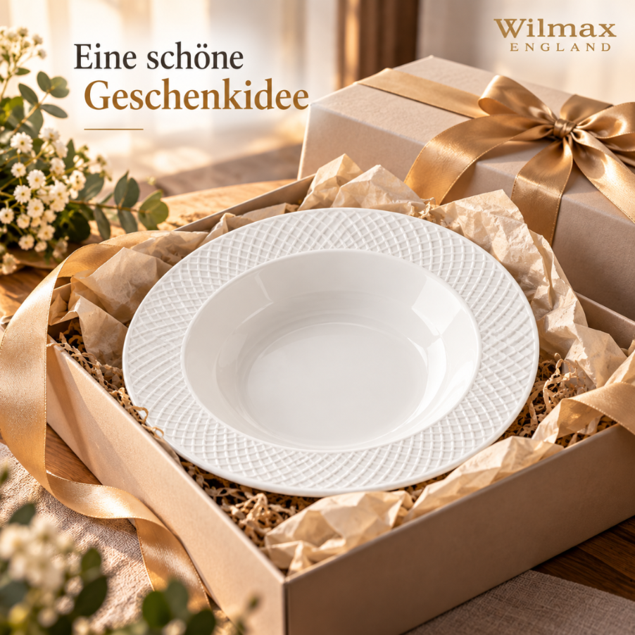 Wilmax Tiefer Teller 22,5 cm 6er-Set Weiß aus Porzellan