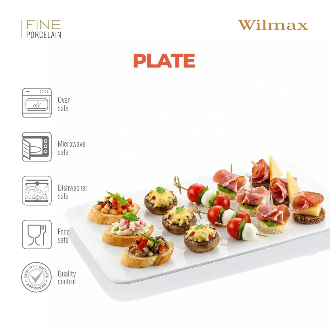 Wilmax Servierplatte 35,5 × 25 cm Weiß aus Porzellan