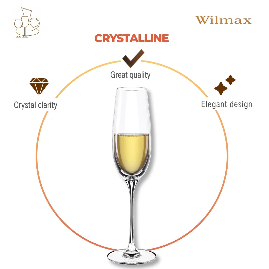 Wilmax Champagnerflöte 260 ml 2er-Set Transparent aus Wilmax Crystalline-Serie