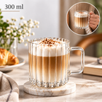 Wilmax Hitzebeständiger Glasbecher mit Henkel 300 ml Transparent aus Glas