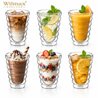 Wilmax Doppelwandiger Thermobecher 400 ml 6er-Set Transparent