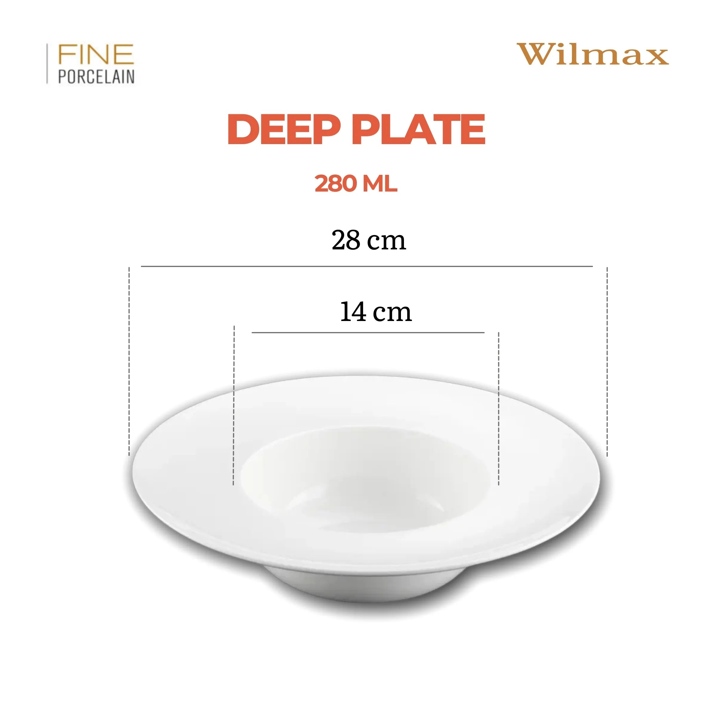 Wilmax Tiefer Teller 28 cm Weiß aus Porzellan