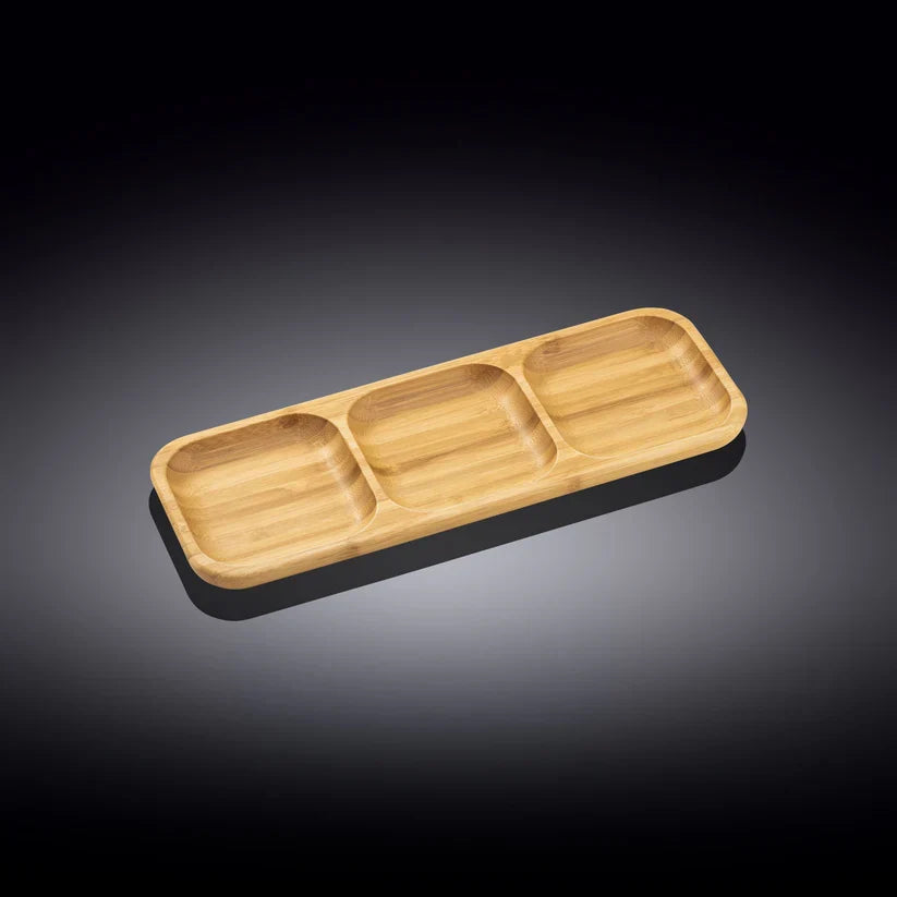 Wilmax Schale mit 2 Fächern 32,5 × 11,5 cm Natur aus Bambus