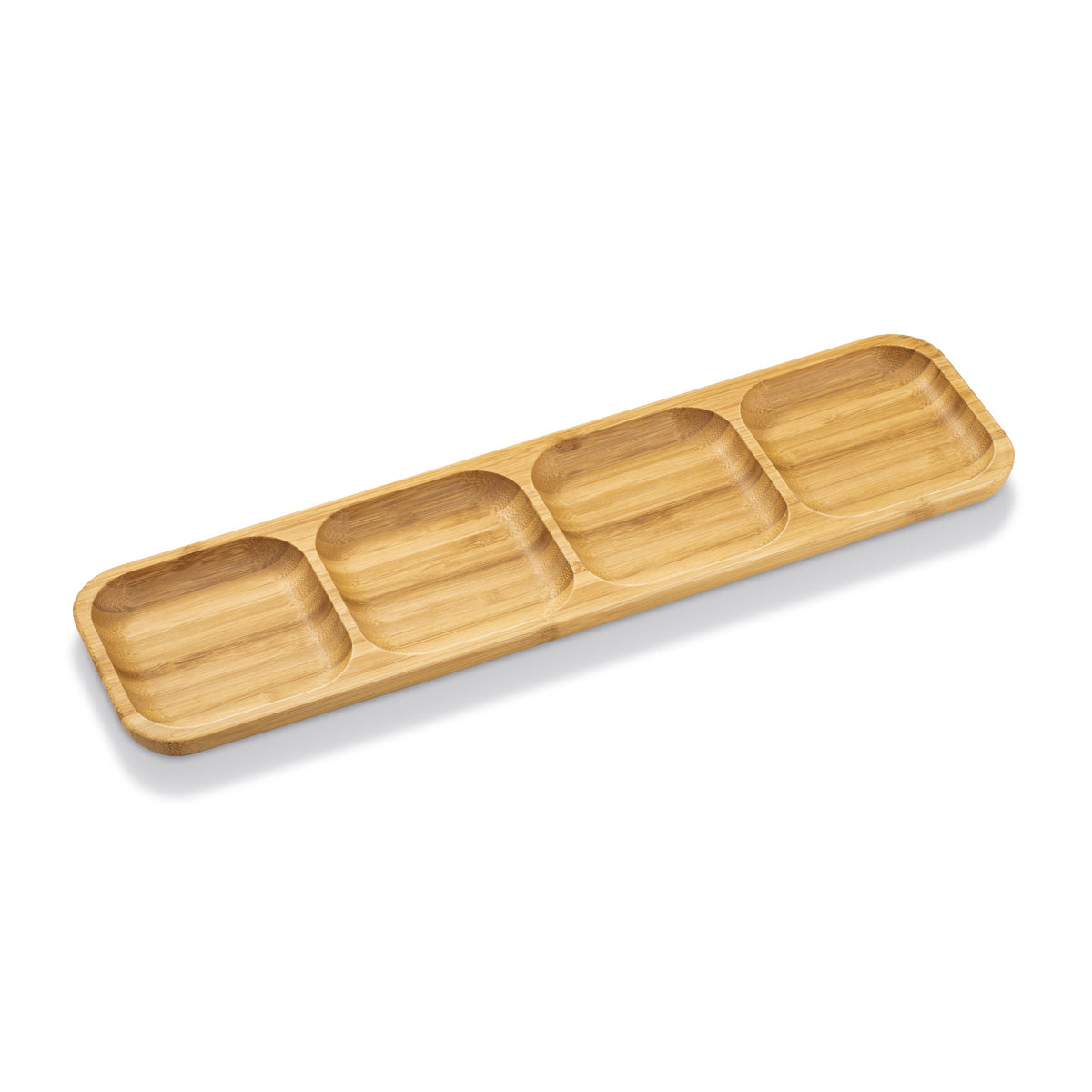 Wilmax Servierplatte mit 3 Fächern 43 × 11,5 cm Natur aus Bambus