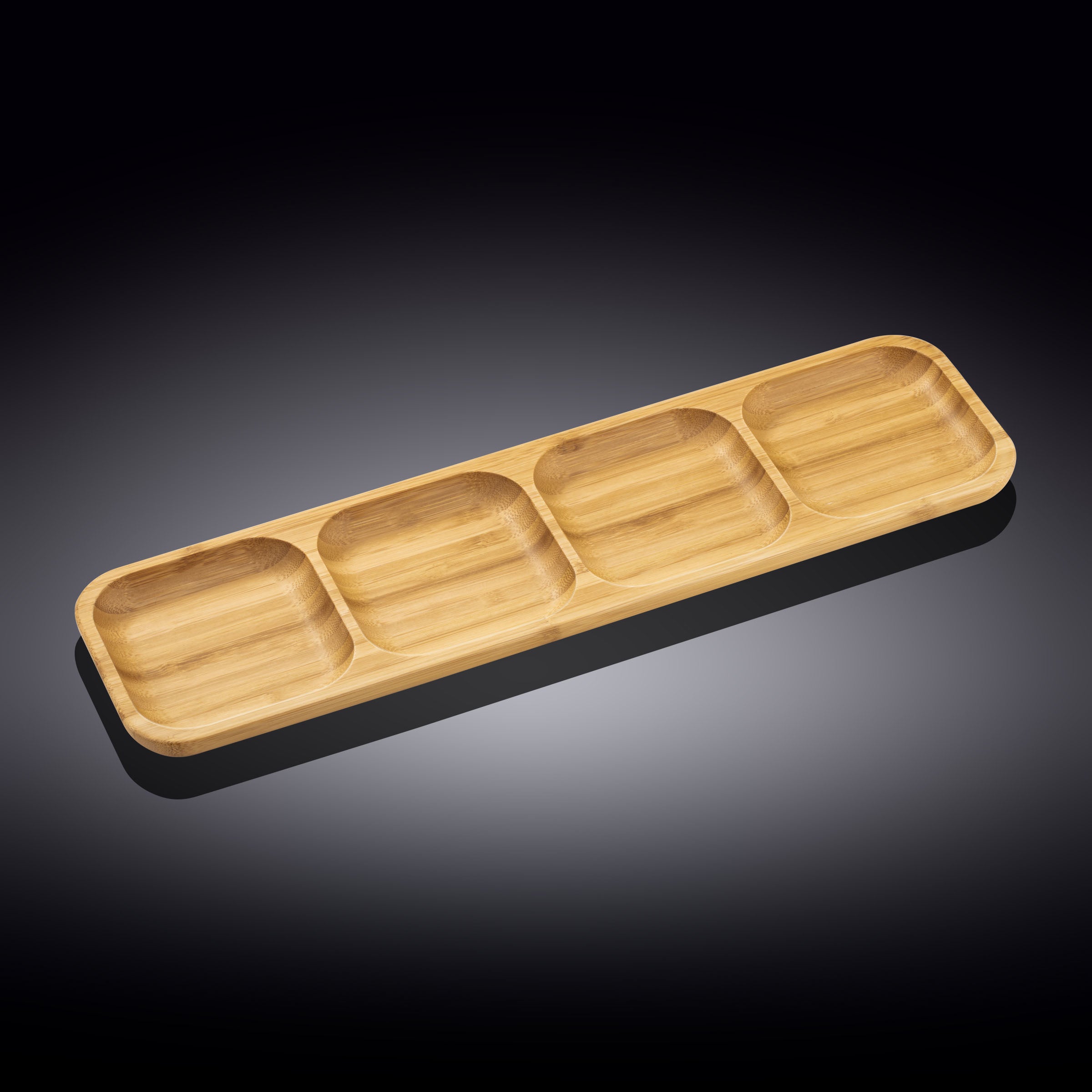 Wilmax Servierplatte mit 3 Fächern 43 × 11,5 cm Natur aus Bambus