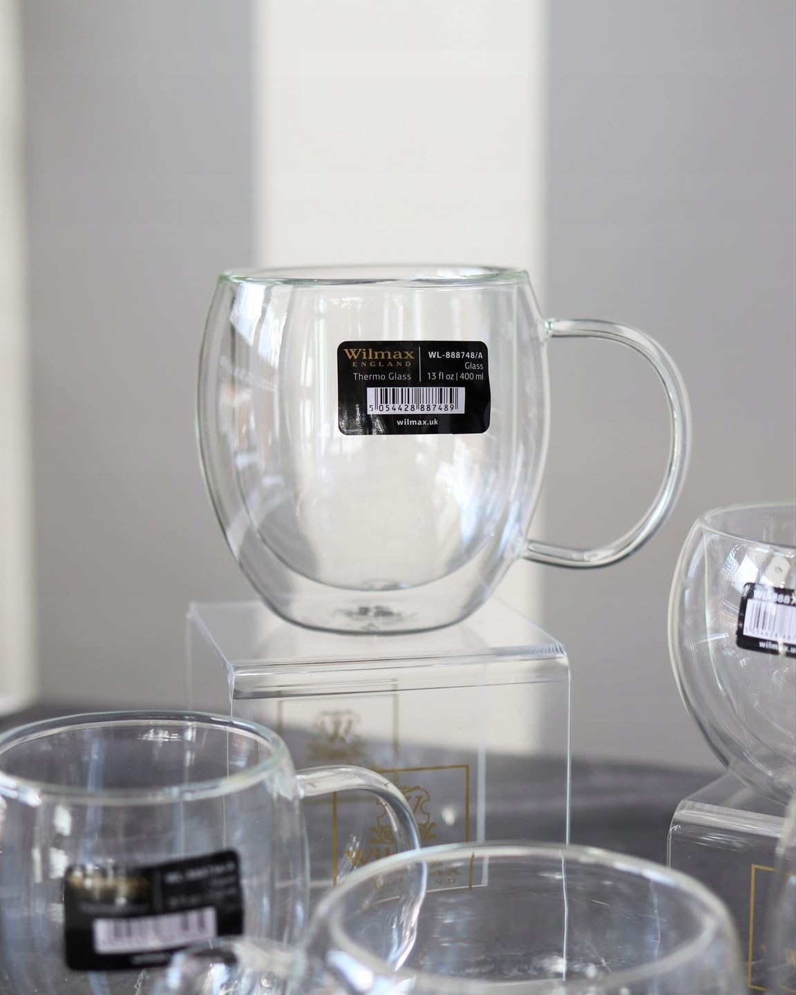 Wilmax Servierset 2-teilig mit Bambusteller 17,5 cm und Thermoglas 400 ml