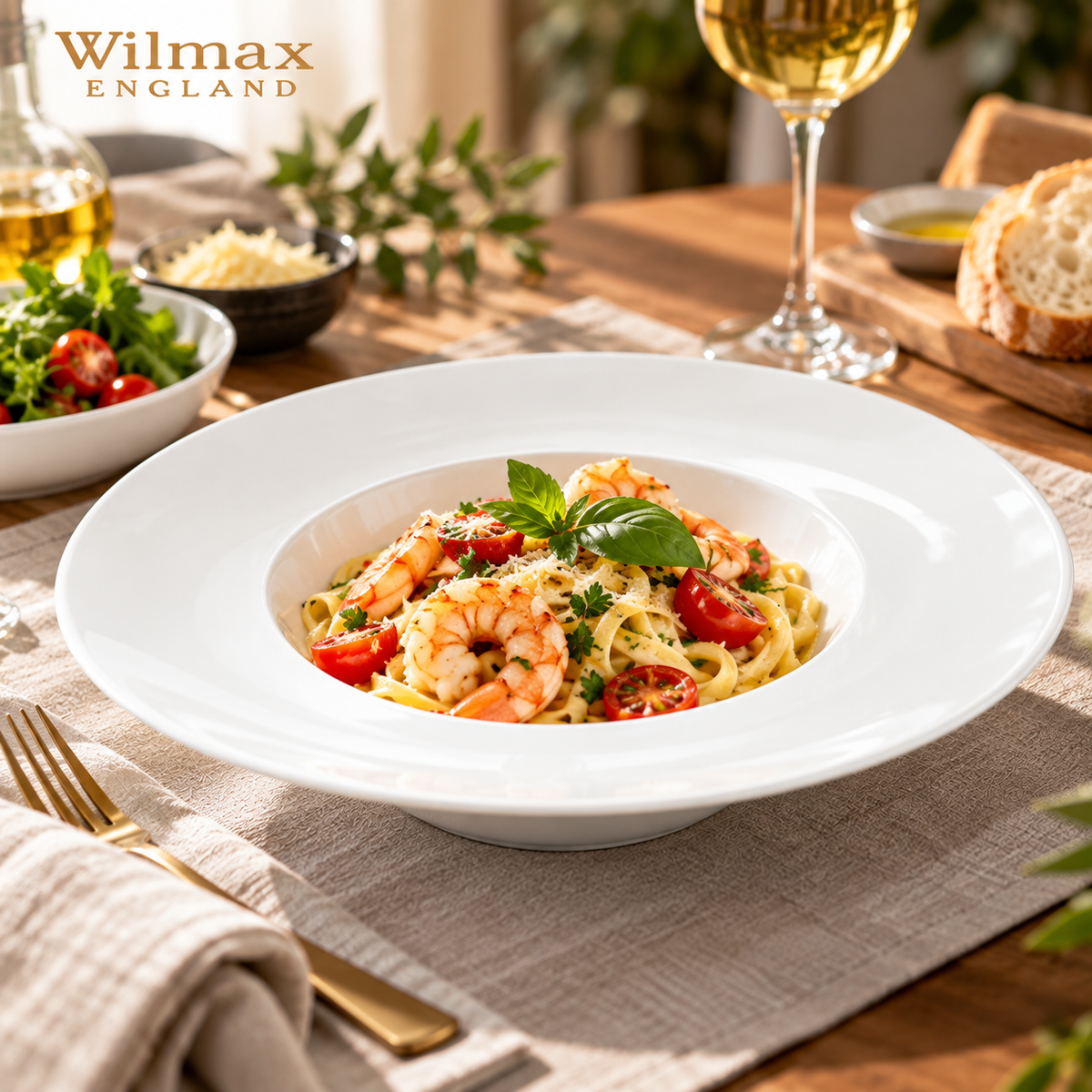 Wilmax Tiefer Teller 22,5 cm 400 ml Weiß aus Porzellan