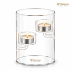 Wilmax Teelichthalter für 2 Teelichter 12 cm Transparent aus Glas