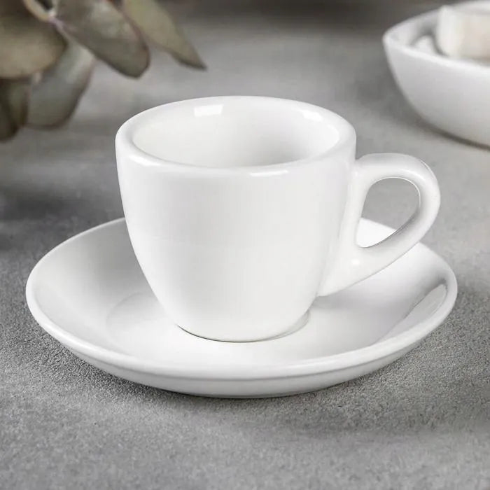 Wilmax Kaffeetasse mit Untertasse 110 ml Weiß aus Porzellan