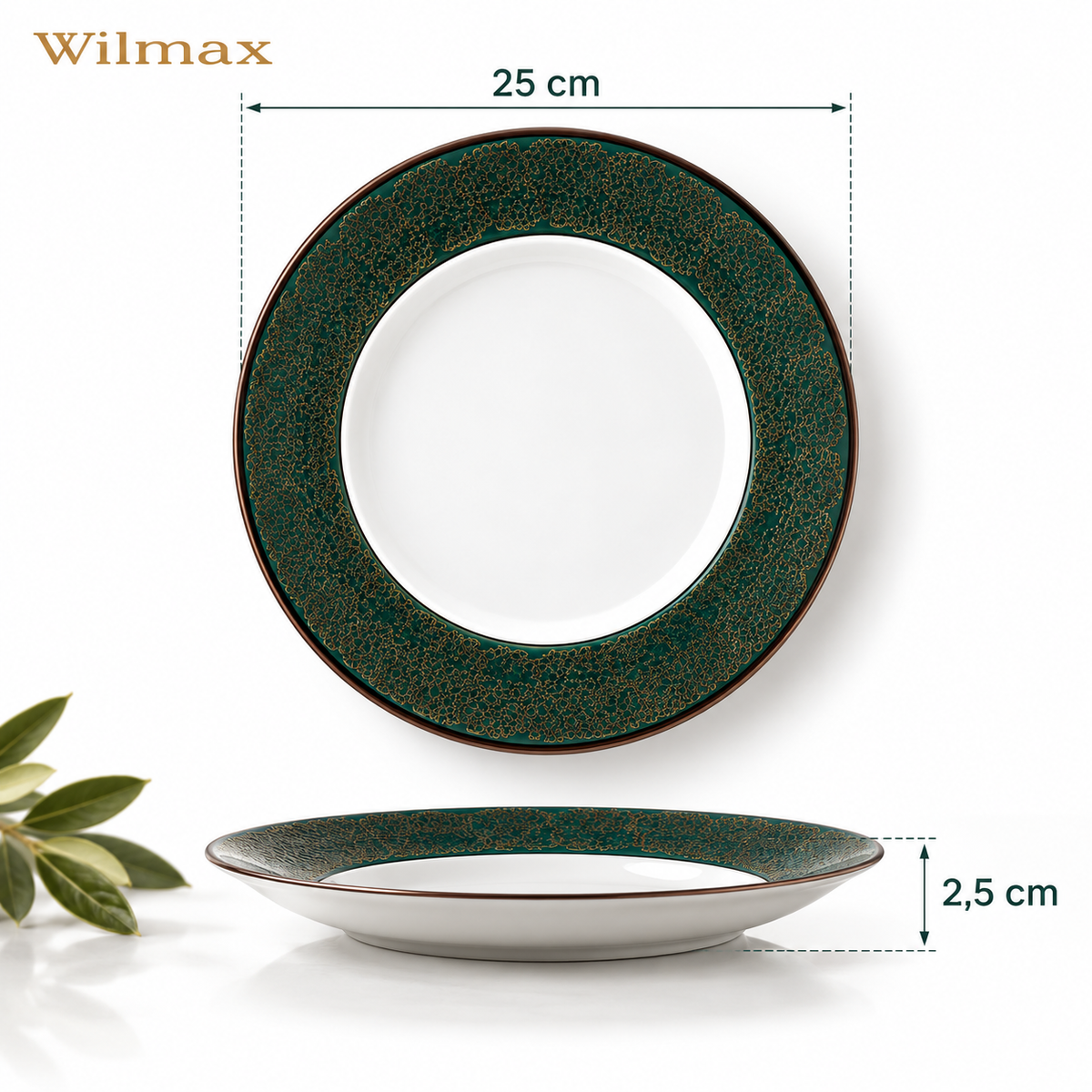Wilmax Teller 25 cm Grün aus Porzellan
