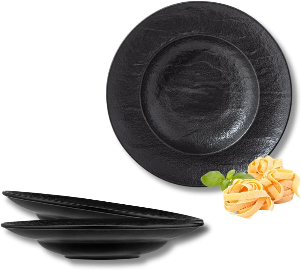 Wilmax Tiefer Teller 25,5 cm 350 ml 2er-Set Schwarz aus Porzellan
