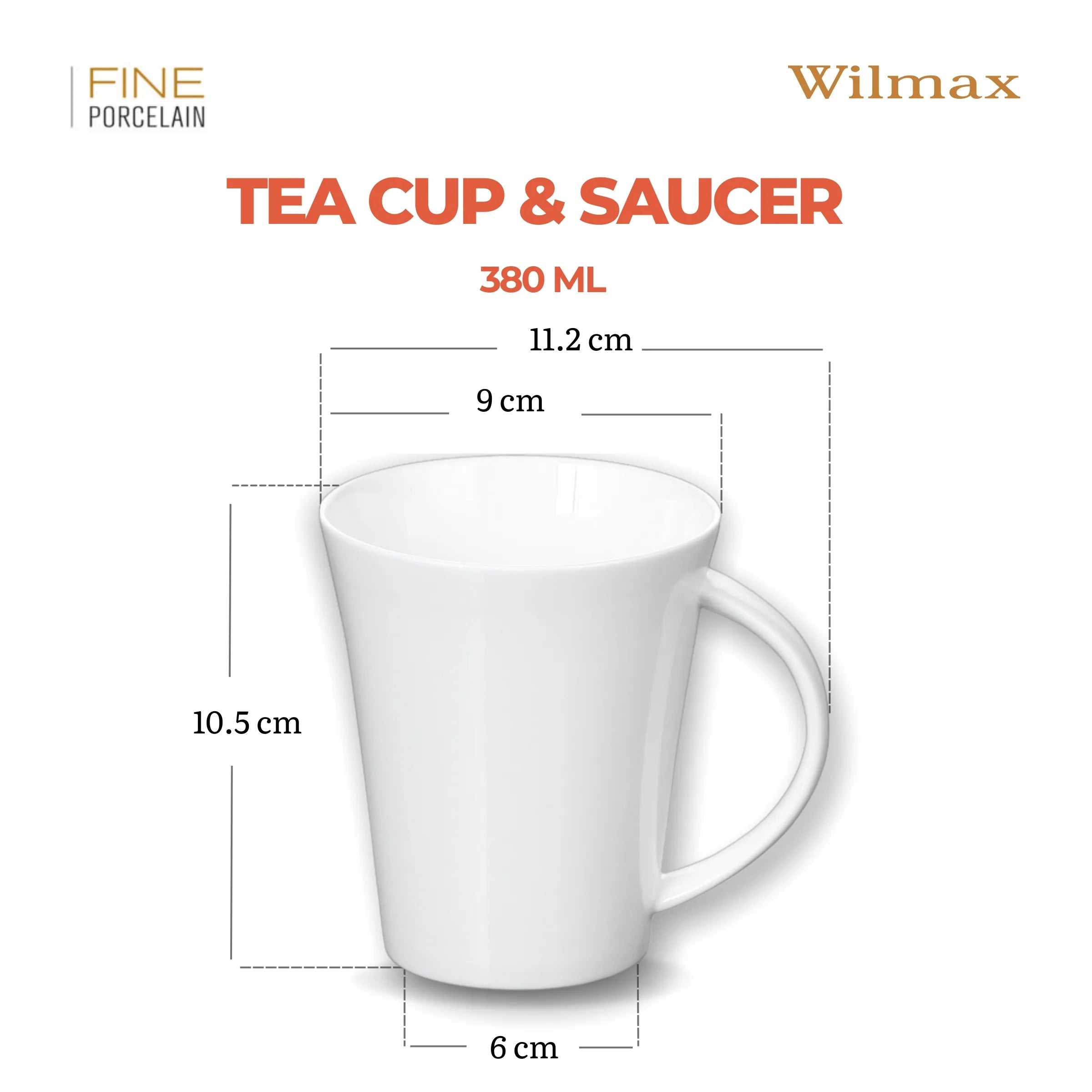 Wilmax Tasse 380 ml Weiß aus Porzellan