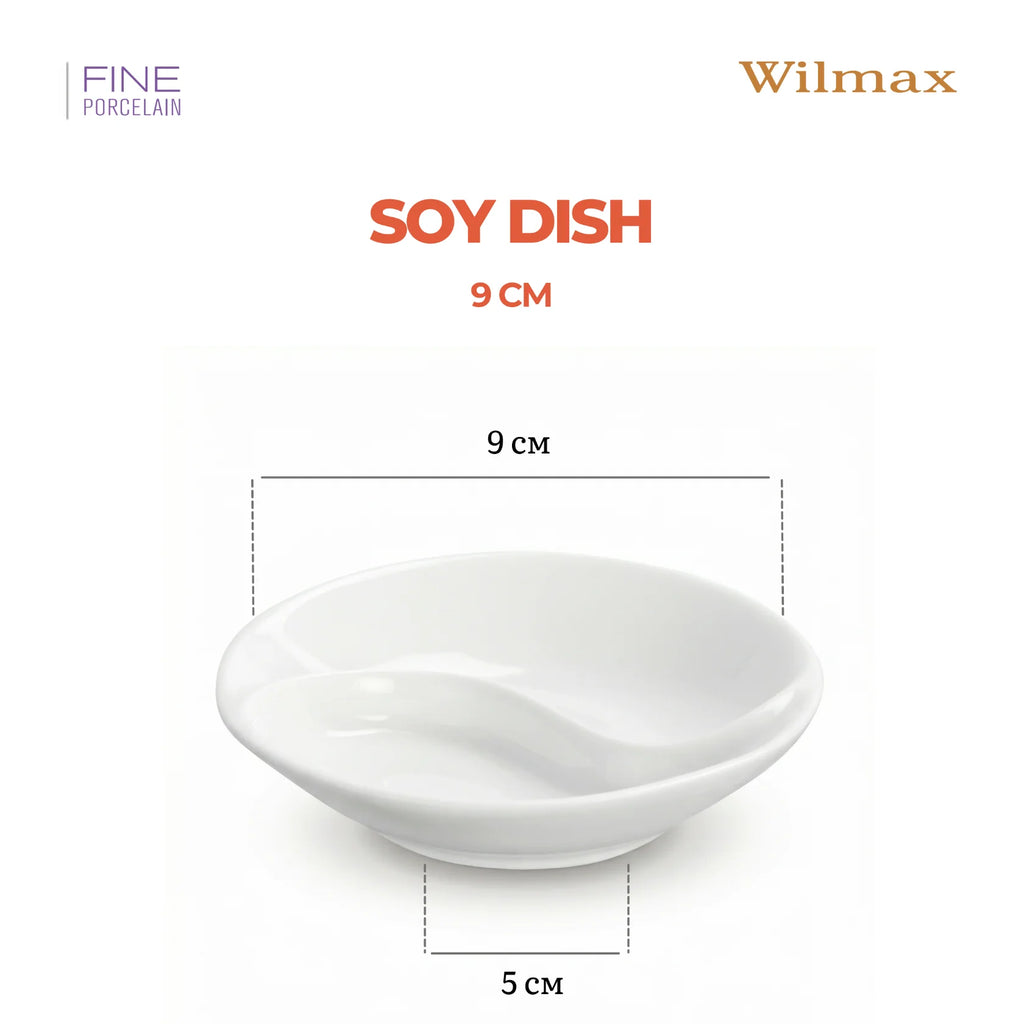 Wilmax Sojaschale mit Unterteilung 9 cm Weiß aus Porzellan