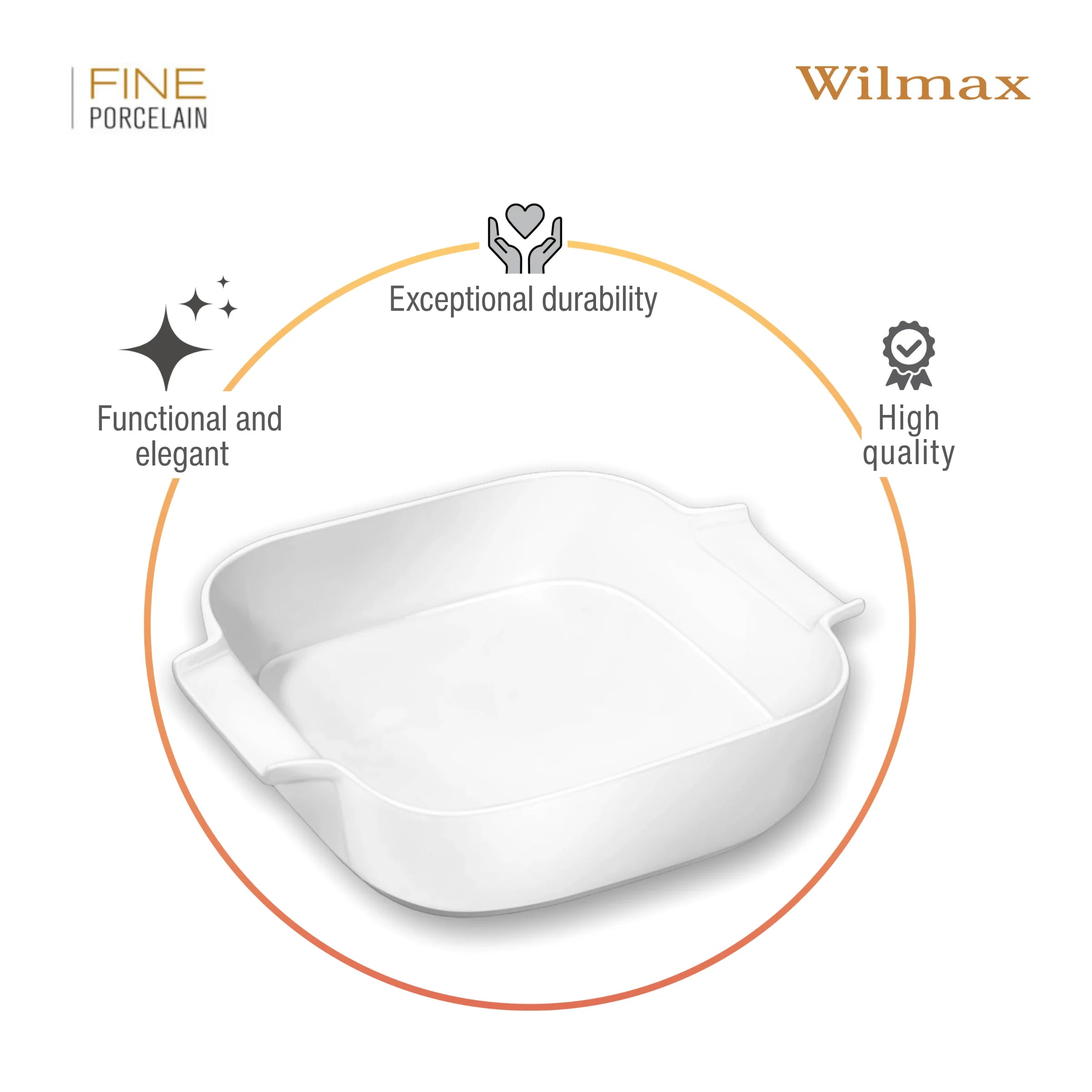 Wilmax Auflaufform mit Griffen 780 ml Weiß aus Porzellan
