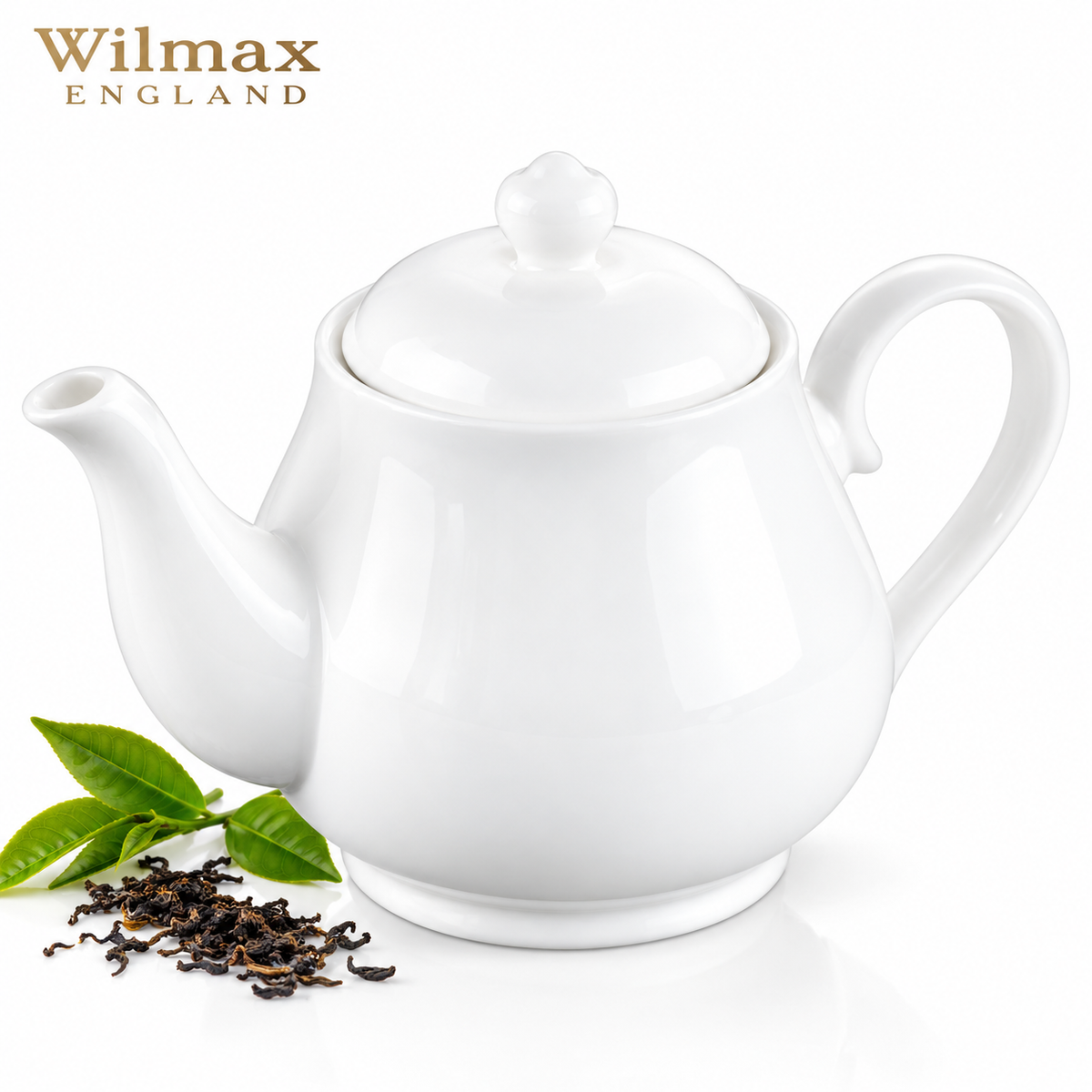 Wilmax Kaffee- und Teekanne mit integriertem Ausgusssieb 850 ml Weiß aus Porzellan