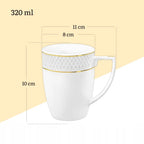 Wilmax Becher 320 ml 6er-Set Weiß mit goldfarbenem Dekor aus Porzellan