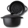Wilmax Topf mit Deckel 600 ml Schwarz aus Porzellan